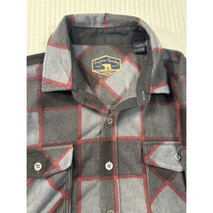 Freedom Foundry Shirt Men's XL‎ Gray/Red Plaid Fleece Button Up Long Sleeve